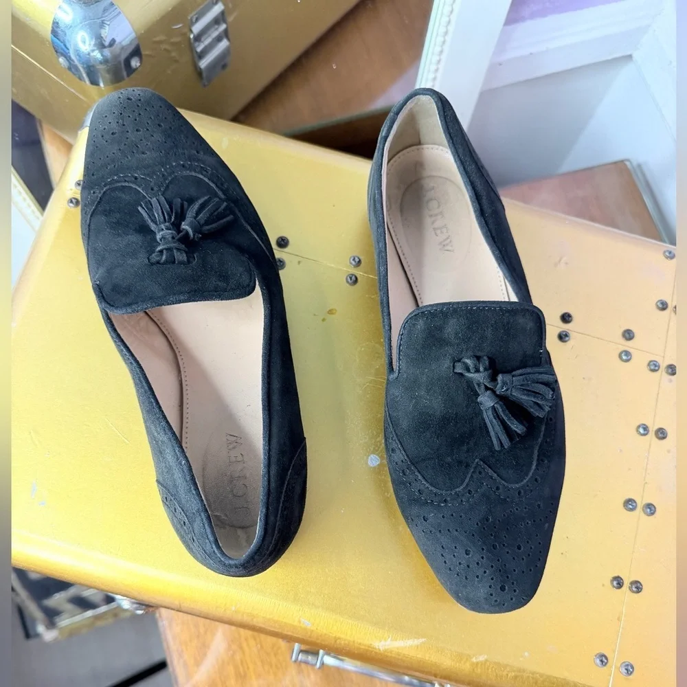 J. Crew Black Suede Tassel Loafers